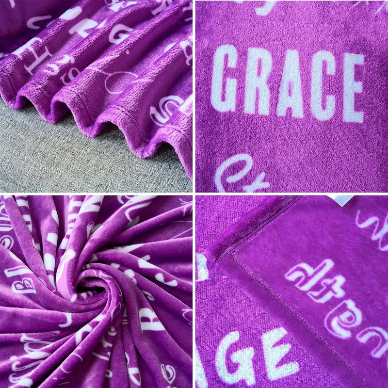 SYNCFUN Soft Warm Hug Blanket - Compassion Throw Blanket Gift with Inspirational Words & Prayer, Purple Gift Blanket for Women Mom Friend 50" x 60"