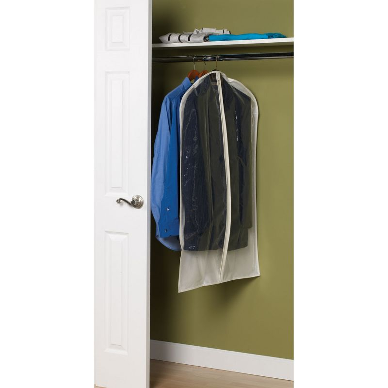 Suit Protector Garment Bag, Canvas Backing and Clear Front, Convenient Full-Length Zipper