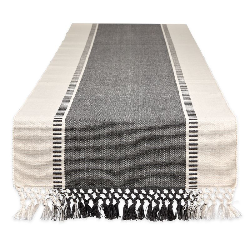 Design Imports  Ribbed Dobby Stripe Table Runner, Mineral Gray, 13X108"
