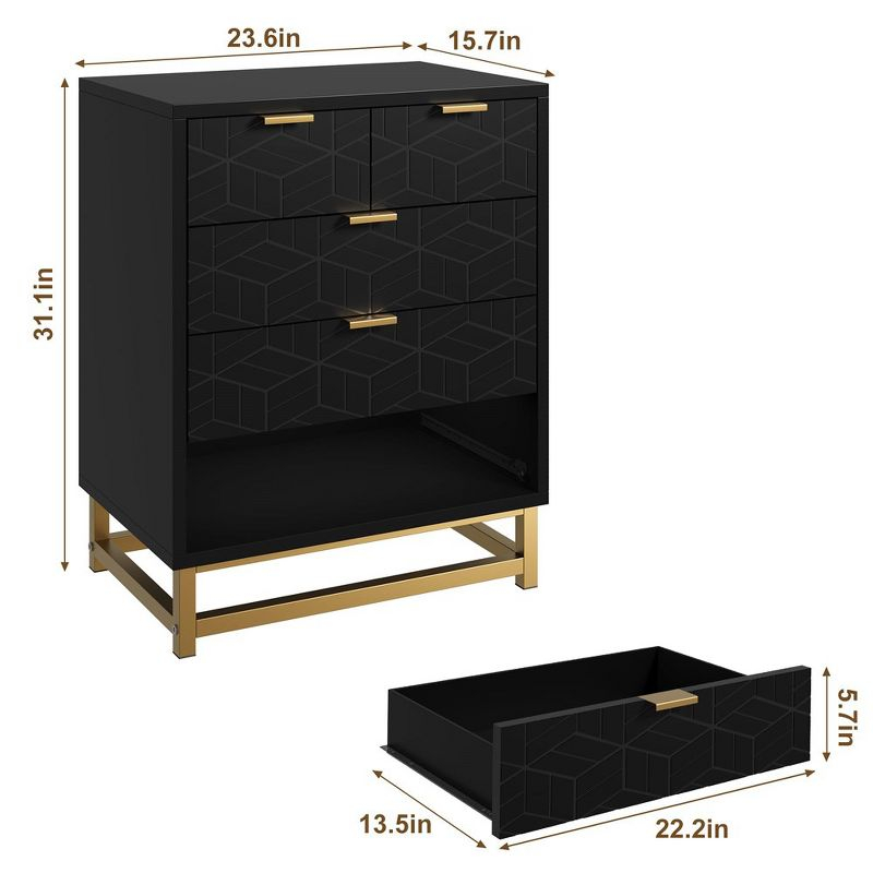 5 Drawer Dresser for Bedroom, Chest of Drawers with Metal Base
