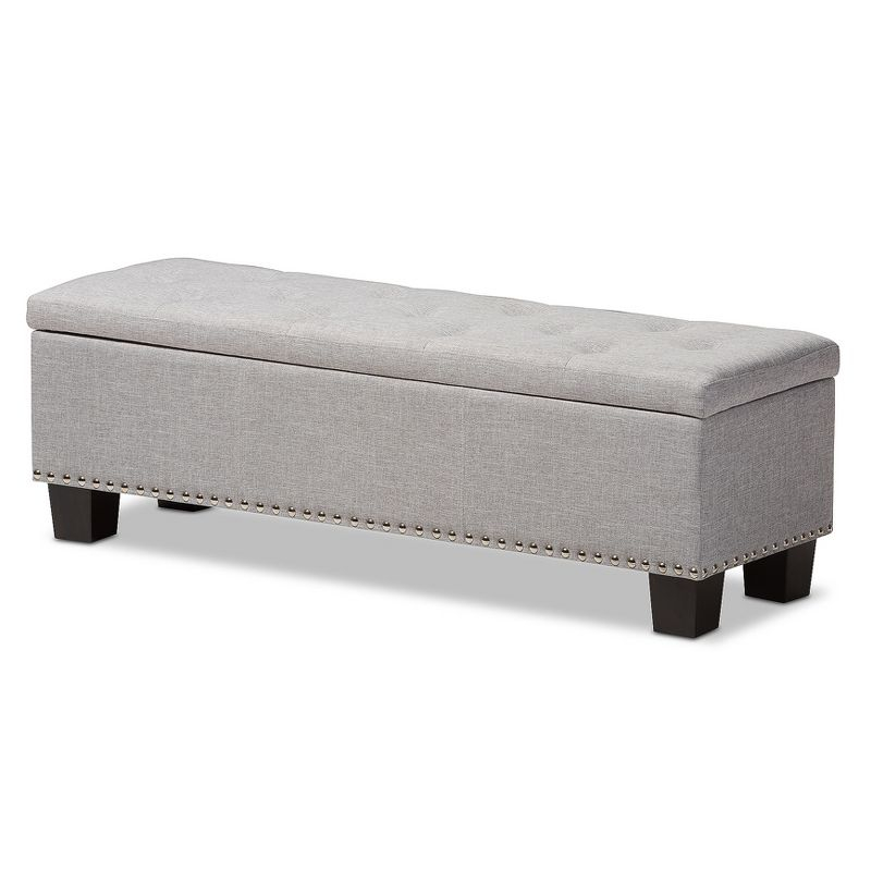 Hannah Modern and Contemporary Fabric Upholstered Button - Tufting Storage Ottoman Bench - Grayish Beige - Baxton Studio