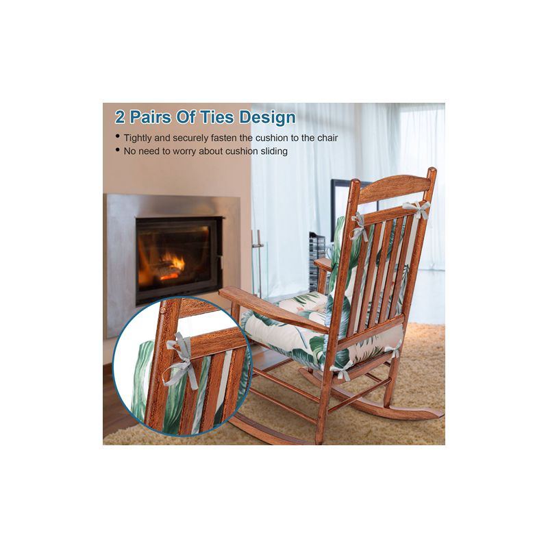 NewHome"2Pcs Rocking Chair Cushion Set with Non-Slip Ties, Polyester Fiber Filling for Comfort & Support"Beige