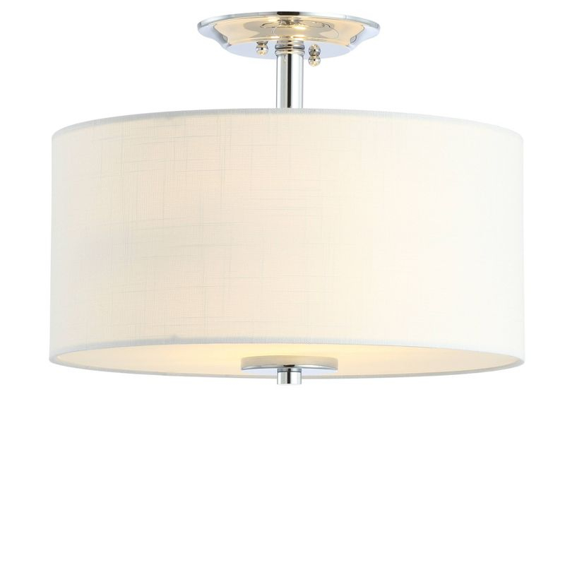 15" Marc Metal/Linen LED Semi-Flush Mount Chrome - JONATHAN Y: ETL Listed, 2-Light Fixture