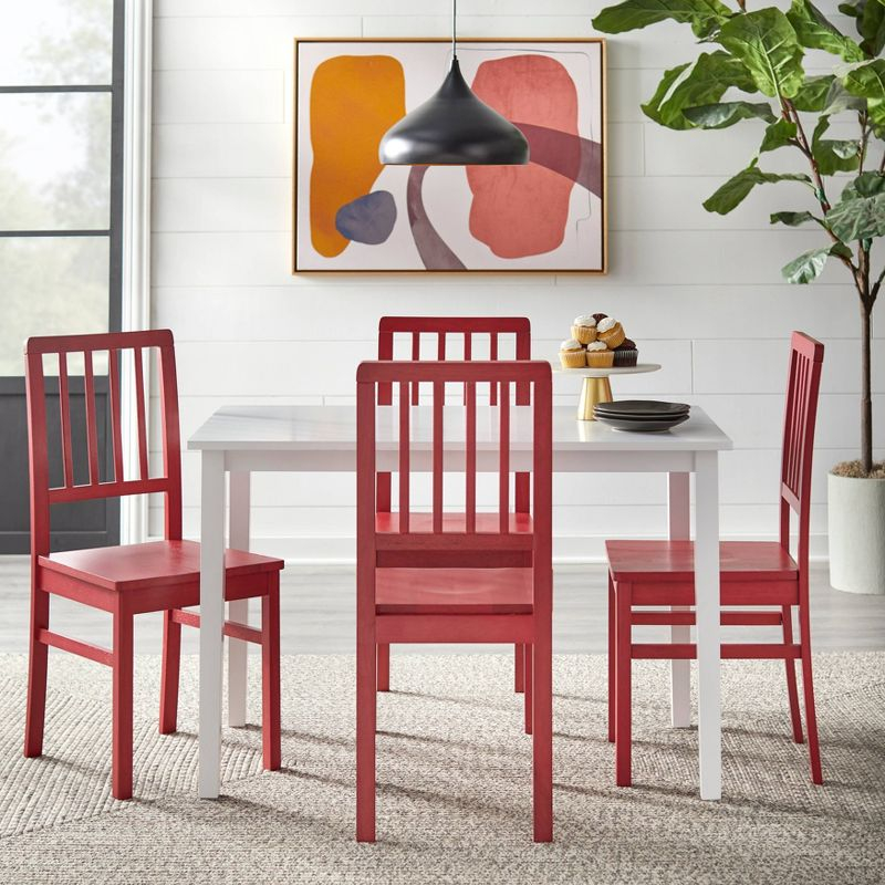 Buylateral Set of 4 Camden Wood Slat Back Dining Chairs Red - Buylateral: Rubberwood Frame, Spot Clean, No Assembly Required