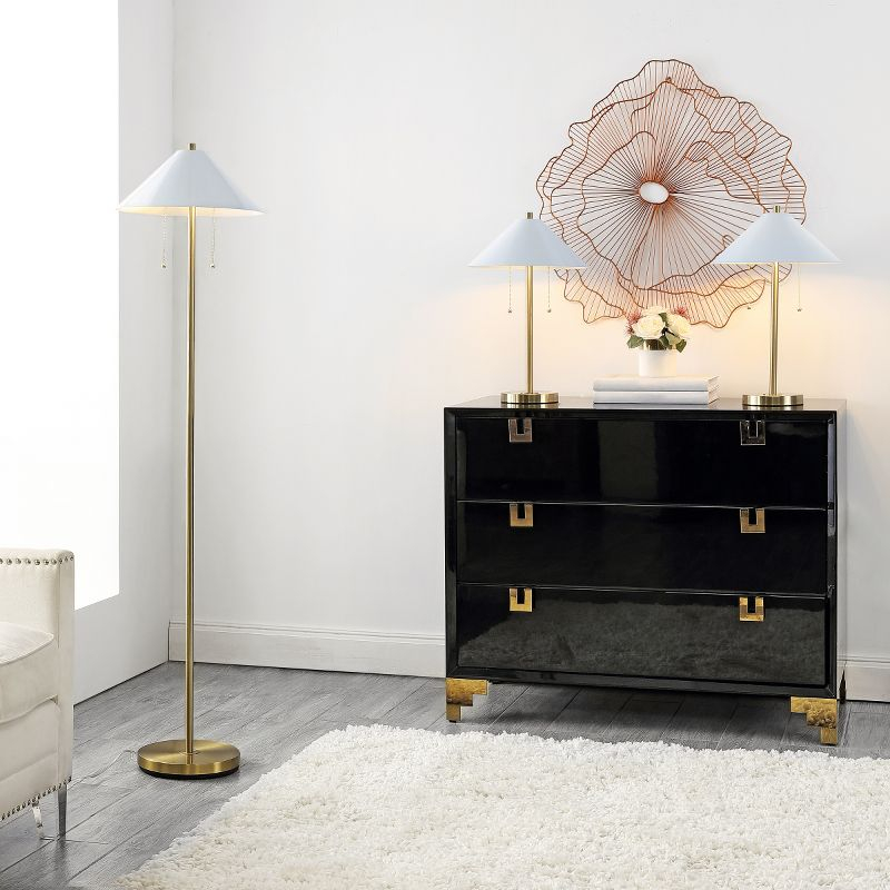 Prisma Floor And Two Table Lamps - Set of 3 - FLT4001 - Gold/White - Safavieh