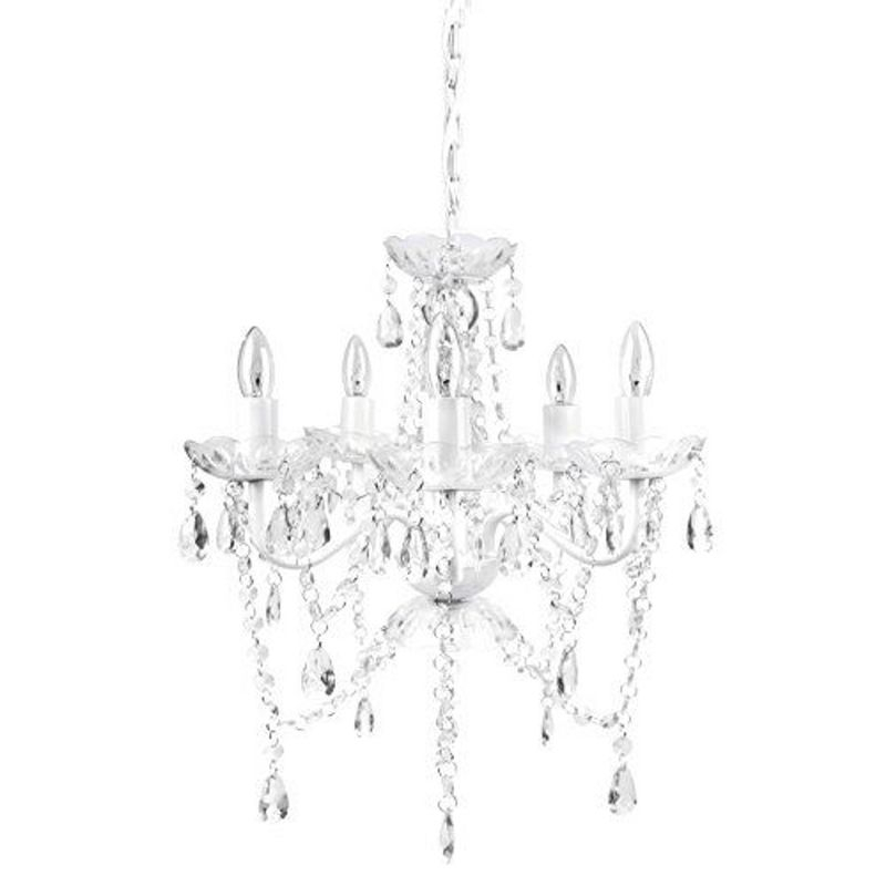 Tadpoles 5-Bulb Vintage Chandelier - White Diamond | 20" x 18" x 17" | Uses Five 25-Watt E12 Candelabra Bulbs