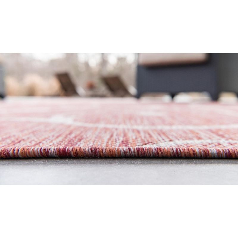 Unique Loom 4' 1 x 6' 1 Rectangle Indoor/Outdoor Botanical Rust Red Area Rug
