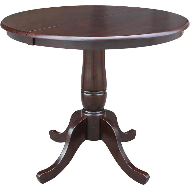 International Concepts 36 inches Round Top Pedestal Table With 12 inches Leaf - 28.9 inchesH - Dining Height