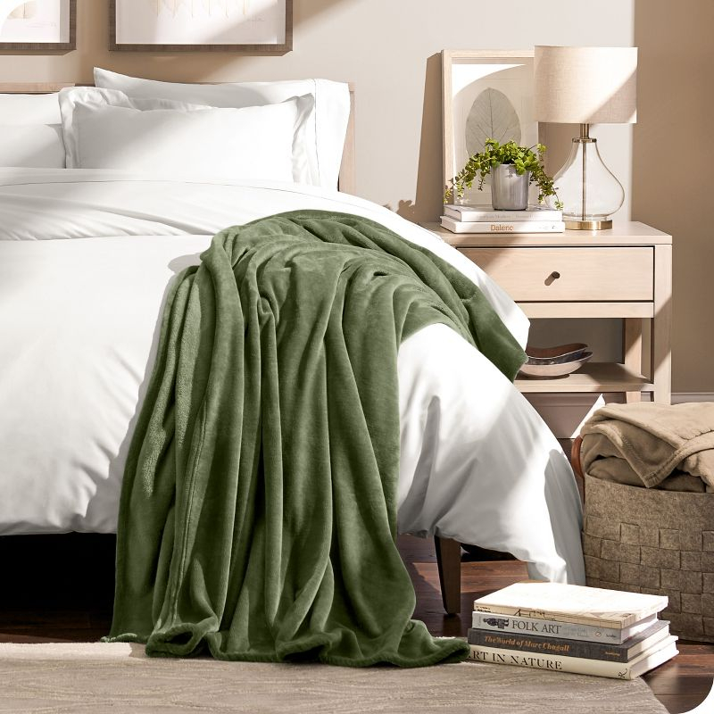 Cypress Microplush Throw Fleece Blanket by Bare Home