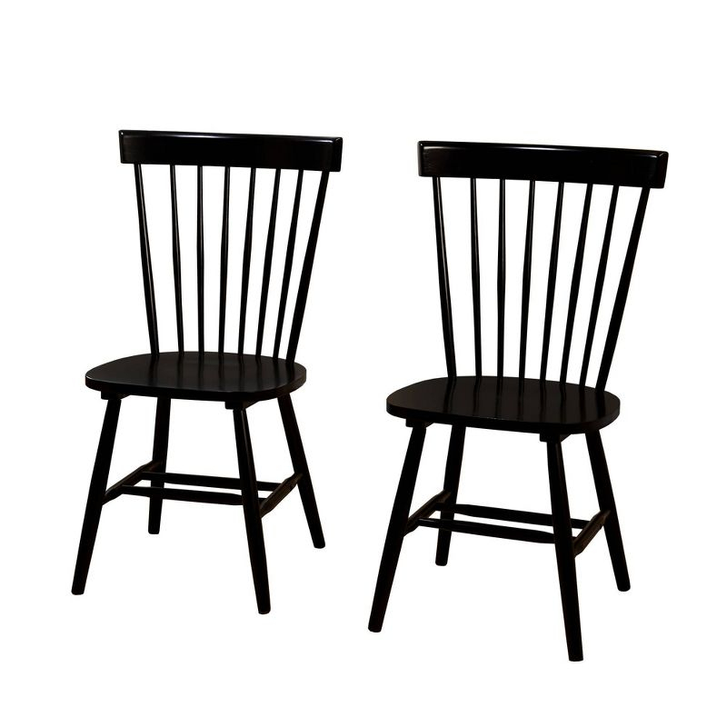 Buylateral Set of 2  Solid Wood Spindle Dining Chairs Black: Solid Rubberwood, Unupholstered