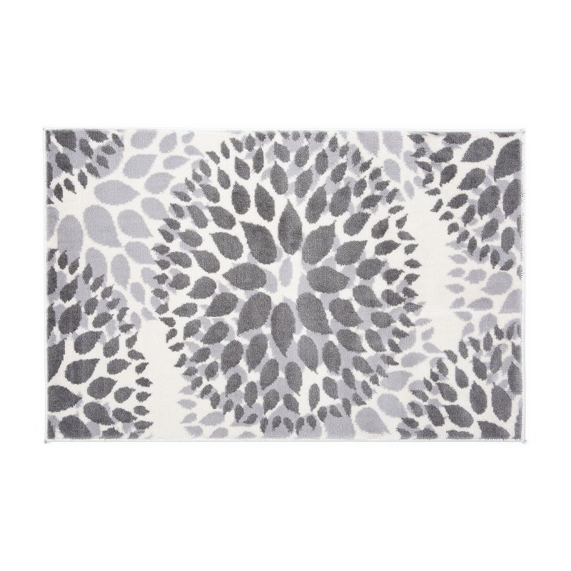 World Rug Gallery Modern Floral Circles Gray 2' x 3' Indoor Area Rug