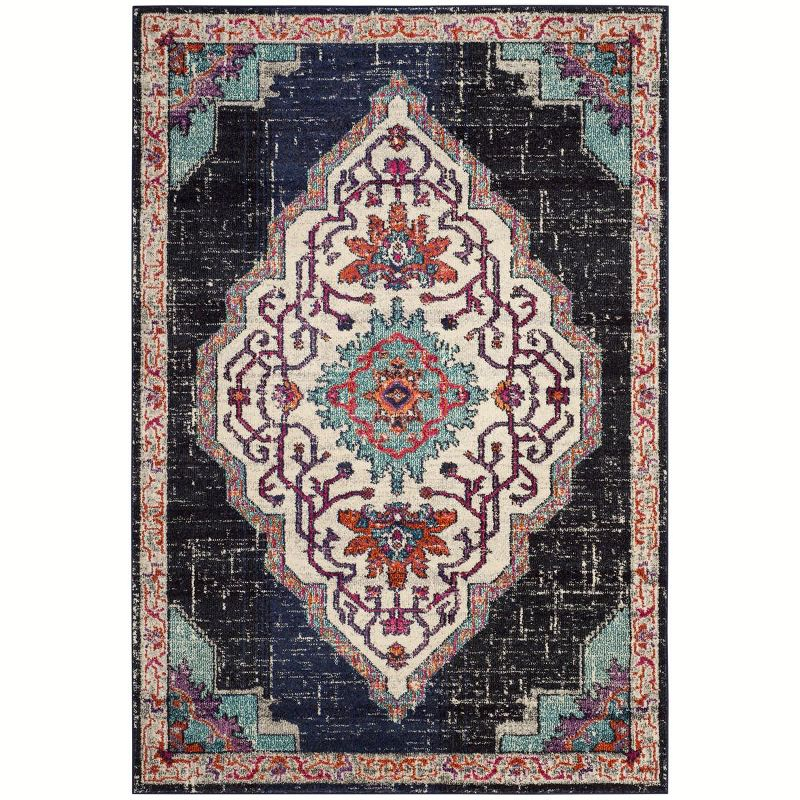 Monaco MNC254 Power Loomed Indoor Area Rug - Black/Blue - 6'7"x9'2" - Safavieh