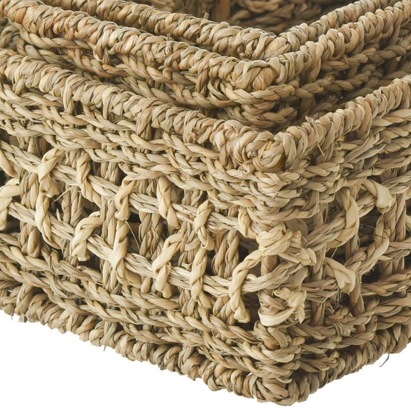 WeThinkStorage Set of 5 Hand-Woven Natural Seagrass Decorative Storage Bins Natural Brown