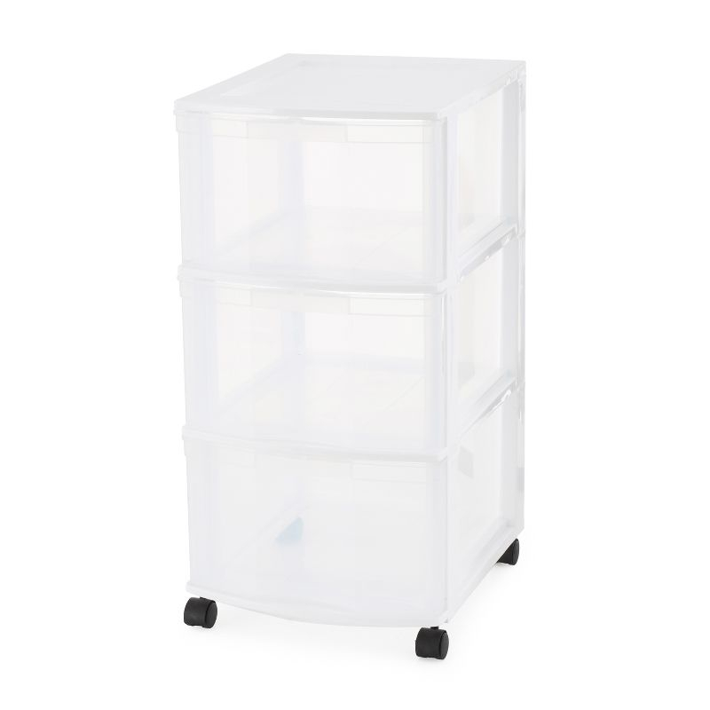 Gracious Living 3-Drawer Organizer Cart, Plastic Drawer Storage for Home or Office, White