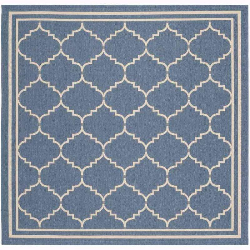 Courtyard CY6889 Power Loomed Indoor and Outdoor Area Rug - Blue/Beige - 6'7"x6'7" - Safavieh