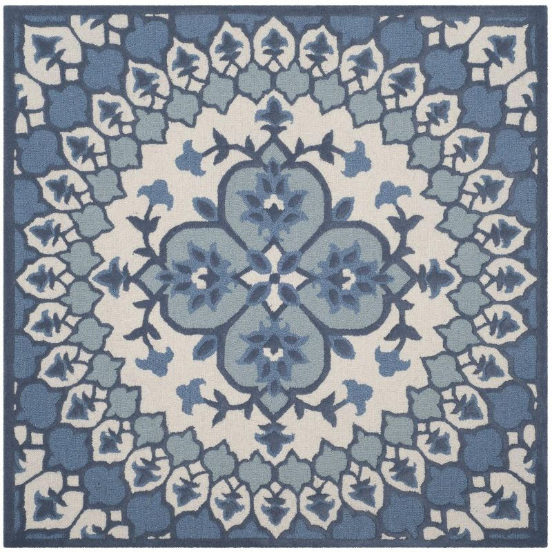 Bellagio BLG610 Hand Tufted Area Rug - Ivory/Blue - 5'x5' - Safavieh.