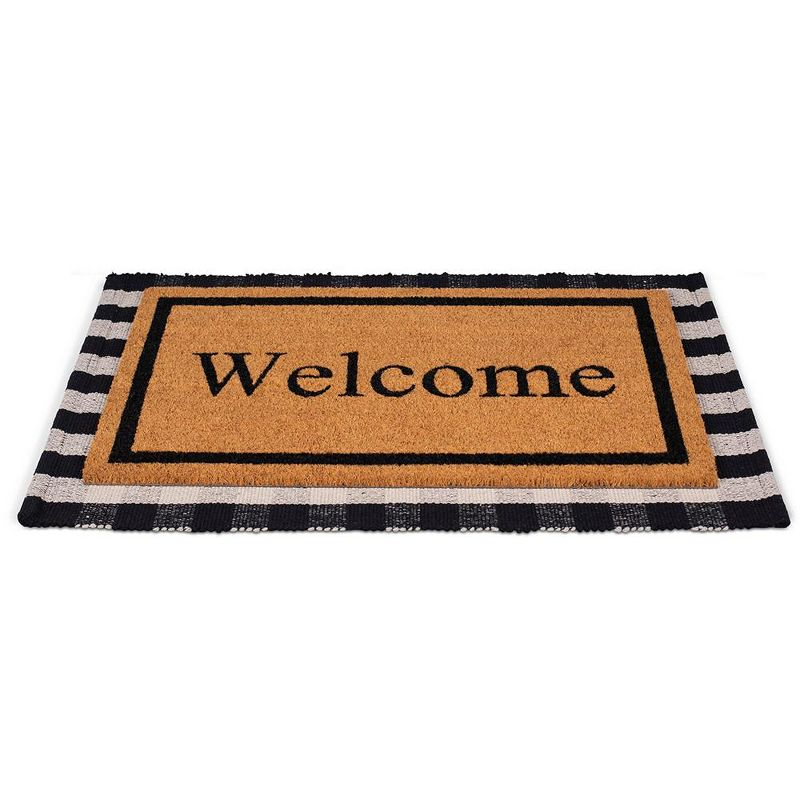 BirdRock  Home Layered Welcome Mat with Vinyl Backing for Door Entryway 24 x 36