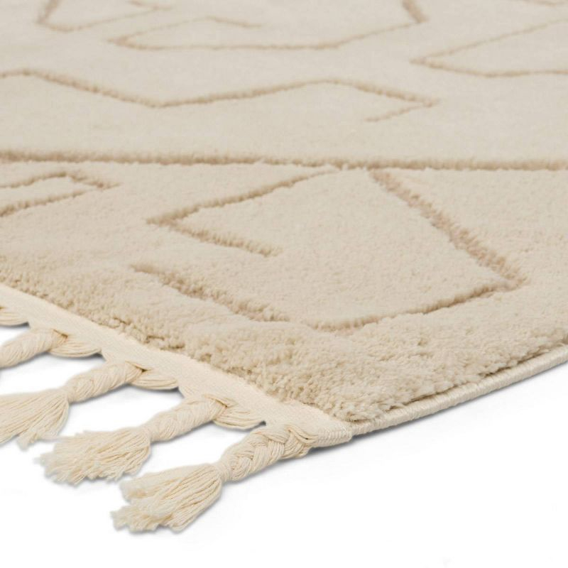 2'5"x10' Vibe by Cree Geometric Runner Rug Ivory/Beige - Jaipur Living: High Pile, Vintage Style, Indoor Use