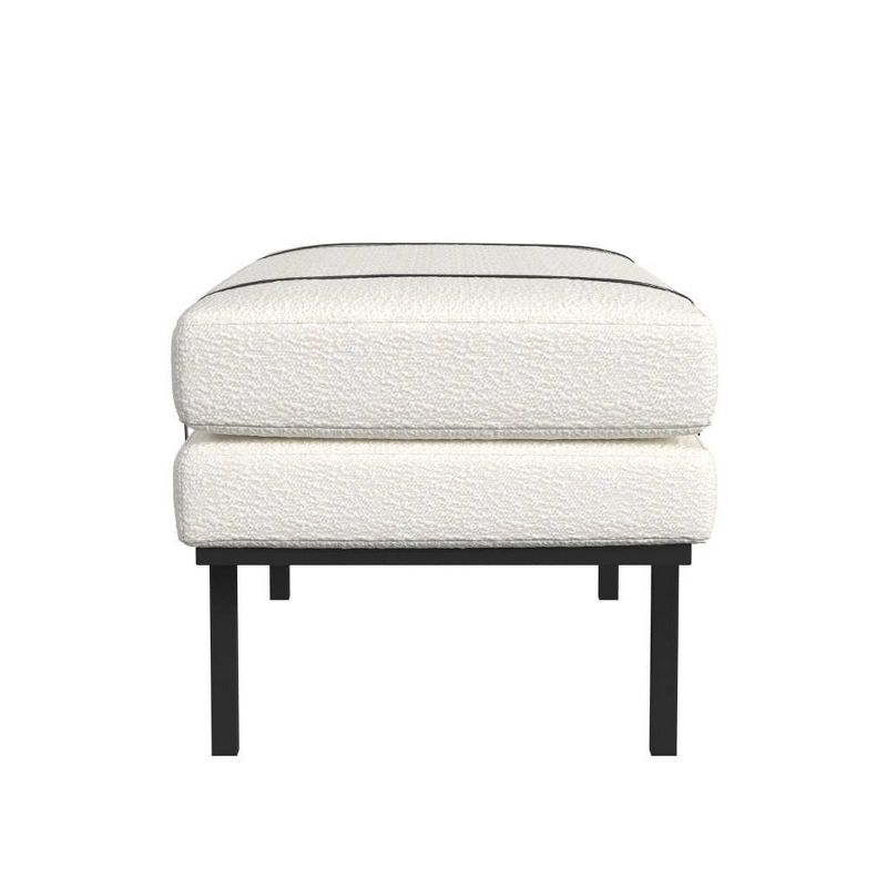 HomePop Upholstered Bench Cream Boucle/Black: Rectangle Ottoman for Bedroom, Entryway, End of Bed