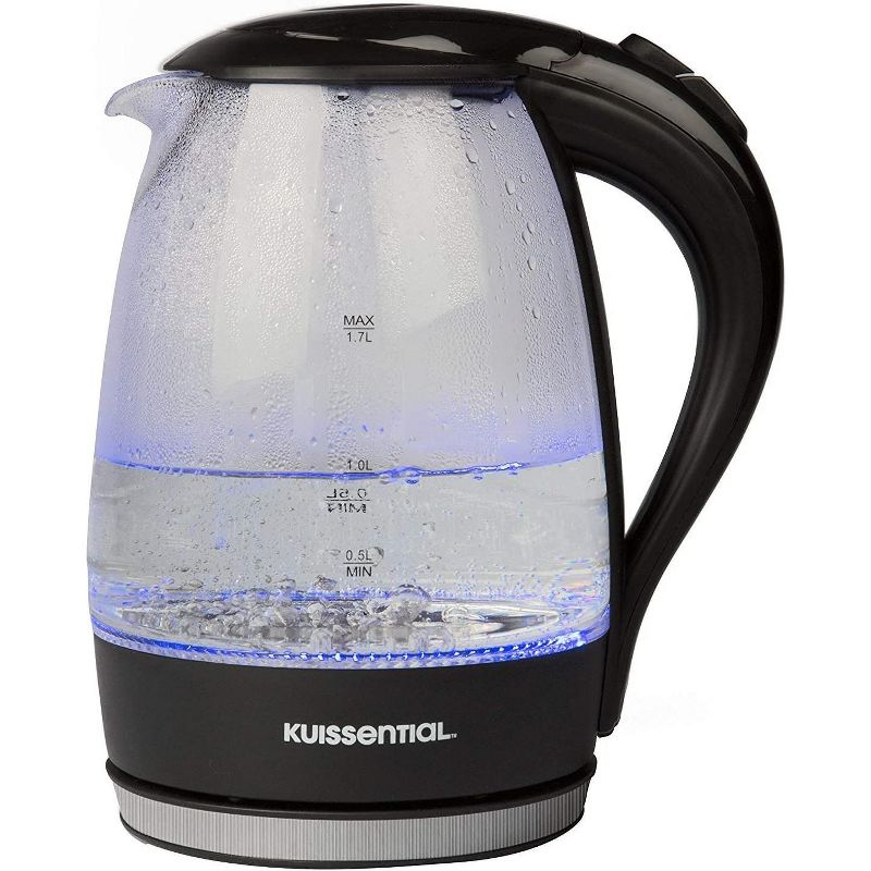 Stainless Steel Electric Water Kettle 1.7 Liter, Fast Heating with Auto Shut-Off and Boil-Dry Protection, Cordless, LED Light Indicator, Black