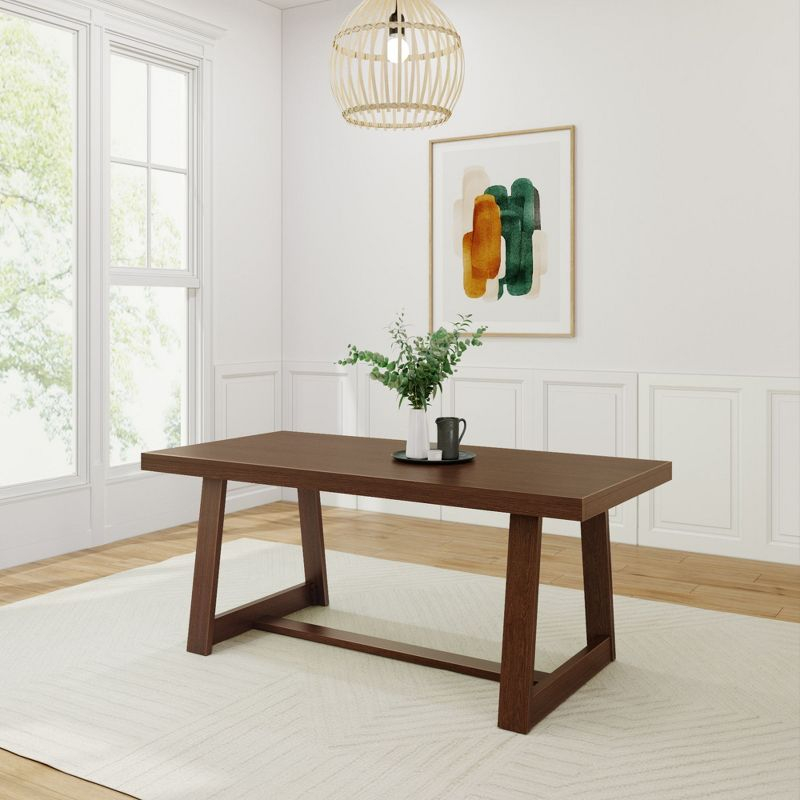 Plank+Beam 72" Dining Table for 6, Solid Wood Classic Farmhouse Style Kitchen Table, Walnut Wirebrush