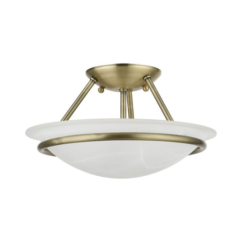 Livex Lighting Newburgh 2 - Light Semi-Flush Mount in  Antique Brass
