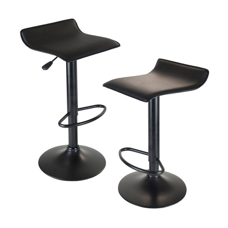 3pc Obsidian Counter Height Dining Set with Air Lift Adjustable Stools Wood/Black - Winsome