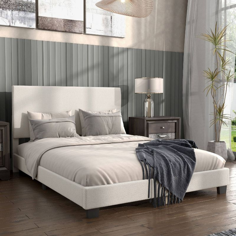 24/7 Shop At Home Queen Heartwild Modern Boucle Upholstered Standard Platform Bed White