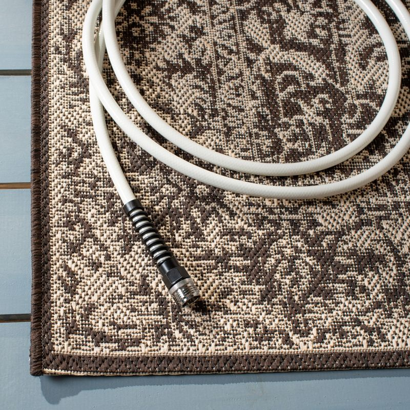 Beach House BHS139 Power Loomed Indoor/Outdoor Runner Rug - Creme/Brown - 2'2"x12' - Safavieh