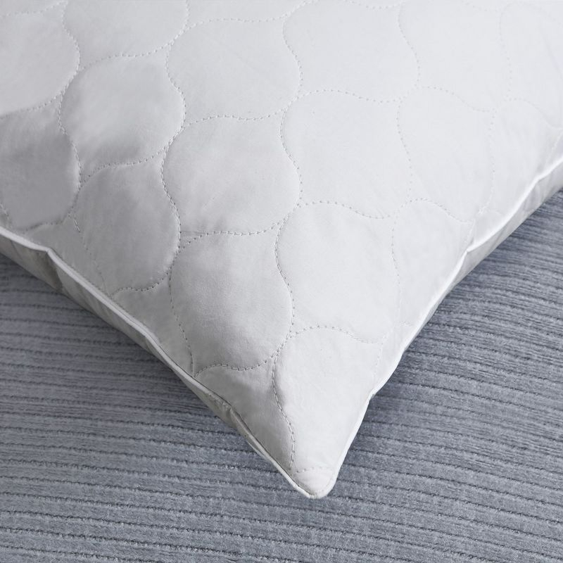 Peace Nest Goose Feather Down Pillow White Quilted Cotton Cover Set of 2, WaterDrop, Standard/Queen