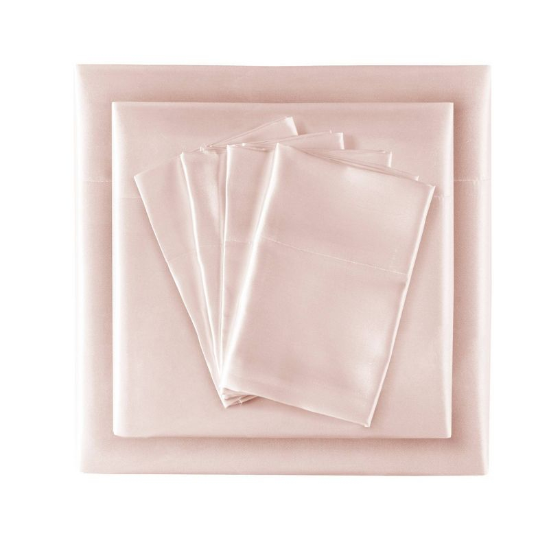 California King Satin Luxury 6pc Sheet Set Blush