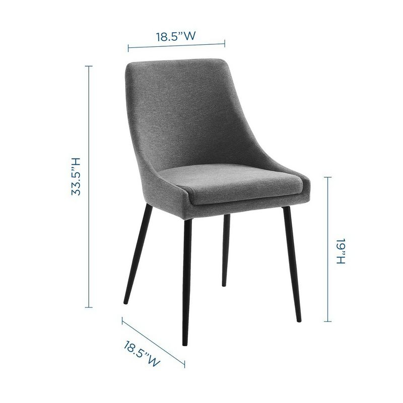 Modway Viscount Dining Chairs – Upholstered Fabric Set of 2 in Black Charcoal with Tapered Wood Legs, Mid-Century Modern Seating