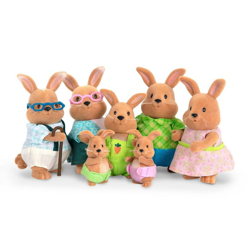Li'l Woodzeez Miniature Animal Figurine Set - Cottonball Rabbit Family