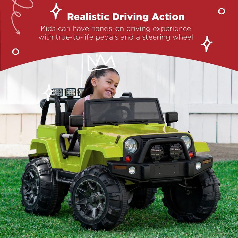 Best Choice Products 12V Kids Ride On Truck Car w/ Remote Control, Spring Suspension, Bluetooth, LED Lights - Green