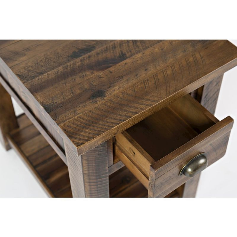 Jofran,Artisan's Craft Rustic Farmhouse Distressed Solid Wood Side Table- Gray Color