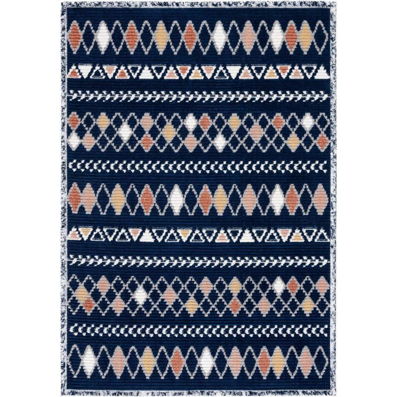 Marrakesh MRK610 Power Loomed Area Rug - Navy/Multi - 5'3"x7'6" - Safavieh.