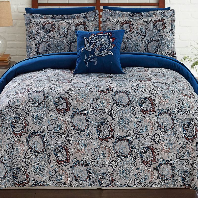 Modern Threads Printed Reversible Complete Bed Set Corsicana, Full