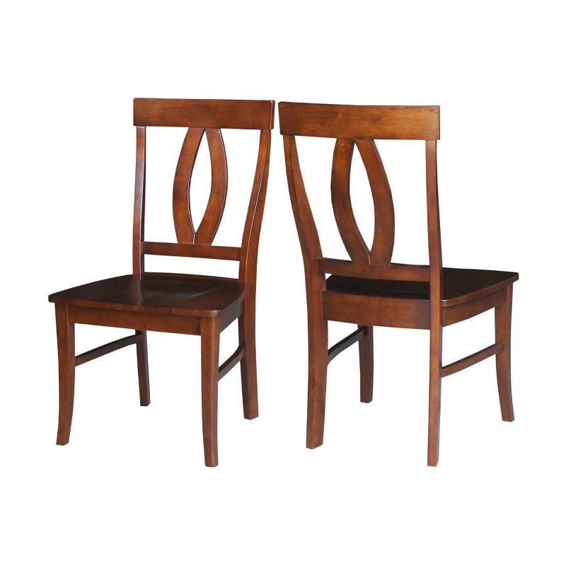 International Concepts Set of 2 Cosmo Verona Splat Back Chairs Espresso: Hardwood Frame, 250lb Capacity