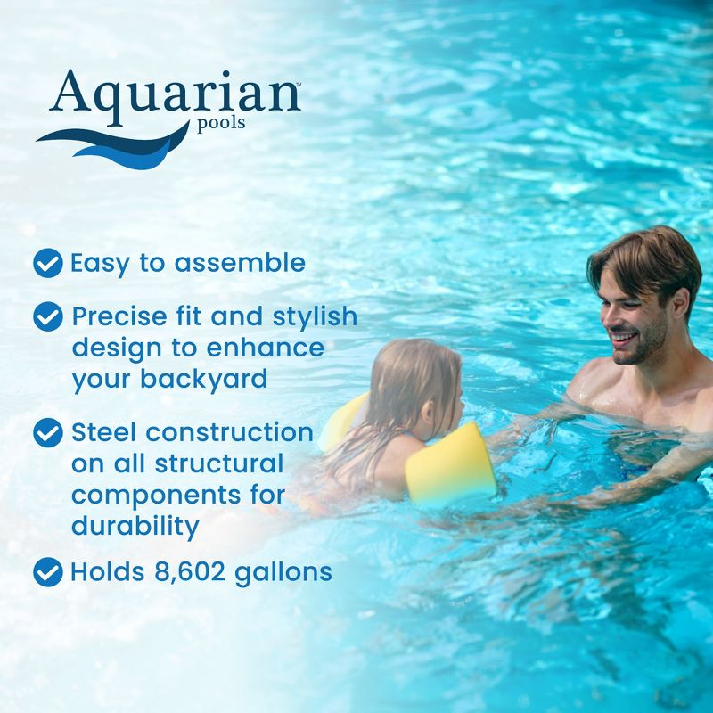 Aquarian Phoenix 18' x 52" Steel Frame Above-Ground Pool Kit, DIY Family Size Backyard Pool with Sand Filter Pump, Ladder, Liner, & Thru-Wall Skimmer