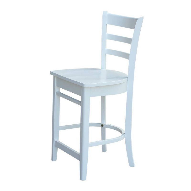 24" Emily Counter Height Barstool White - International Concepts: Hardwood Frame, Ladder-Back Design, Kitchen-Compatible