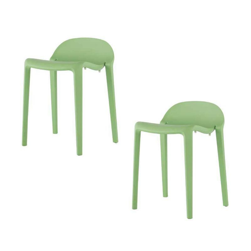 2pc Joyous Short Stools - Green - Lagoon: Resin Frame, Contoured Seat, No Assembly, UV & Weather-Resistant