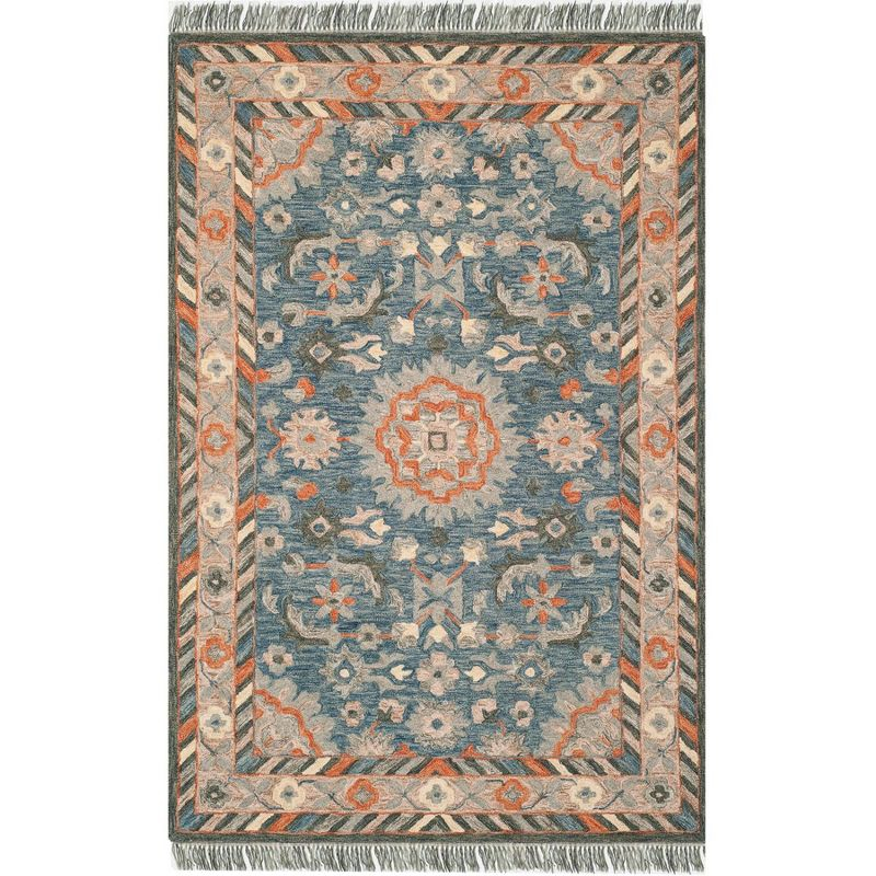 Aspen APN123 Hand Tufted Area Rug - Blue/Rust - 6'x9' - Safavieh..