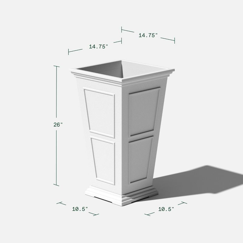 Veradek Brixton Tall 26" Plastic Planter - White