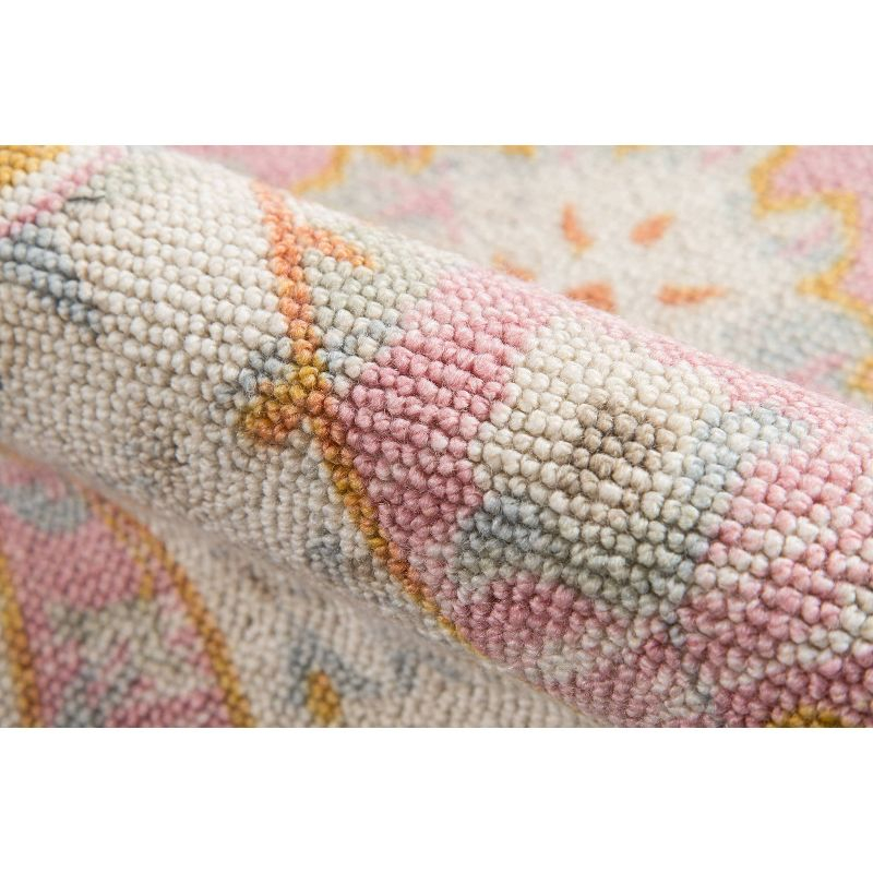 Momeni 5'3"x7'6" Anatolia Mae Medallion Machine Loomed Area Rug Pink: Wool & Nylon, Low Pile, Indoor Classic Rectangle