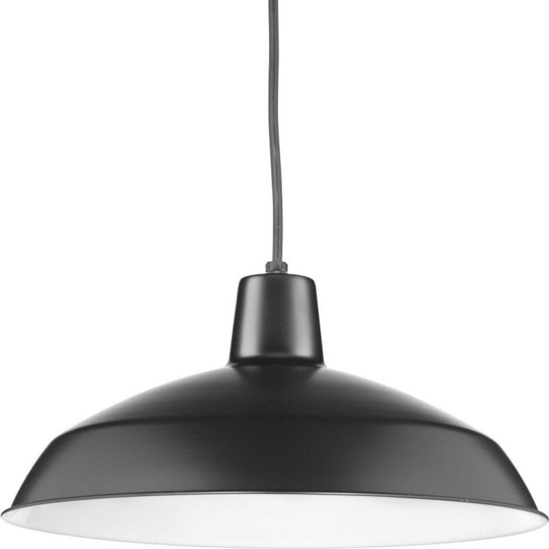 Progress Lighting, Sanabria, 1-Light, Pendant, Matte Black, Spun Metal Shade