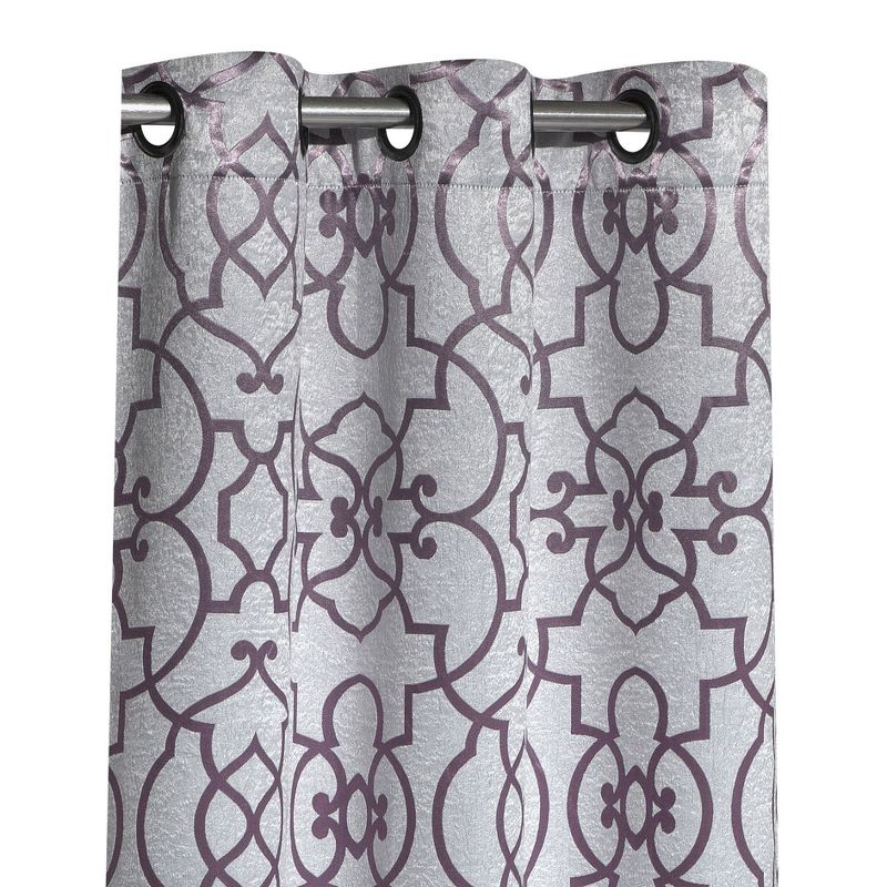 Kate Aurora 2 Piece Geo Sheen Palladian Grommet Top 88% Blackout Curtain Panels - 84 in. Long - Purple