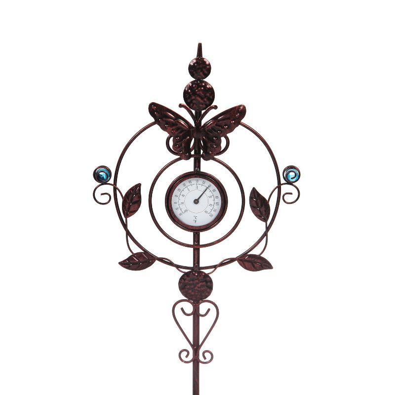 Evergreen Flag Beautiful Butterfly Thermometer Garden Stake - 9 x 32 x 1 Inches Homegoods and Decorations for Every Space
