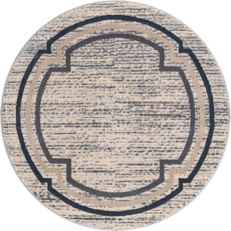 Unique Loom Oasis Collection Area Rug - Fountain (4'  Round Gray/Ivory)