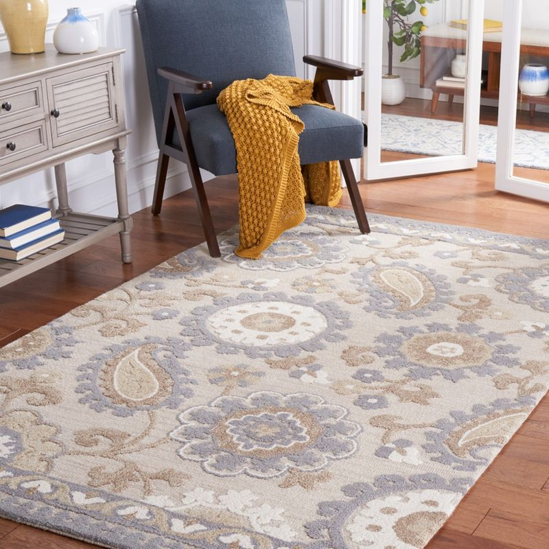 Blossom BLM375 Hand Tufted Area Rug - Grey/Beige - 3'x5' - Safavieh.
