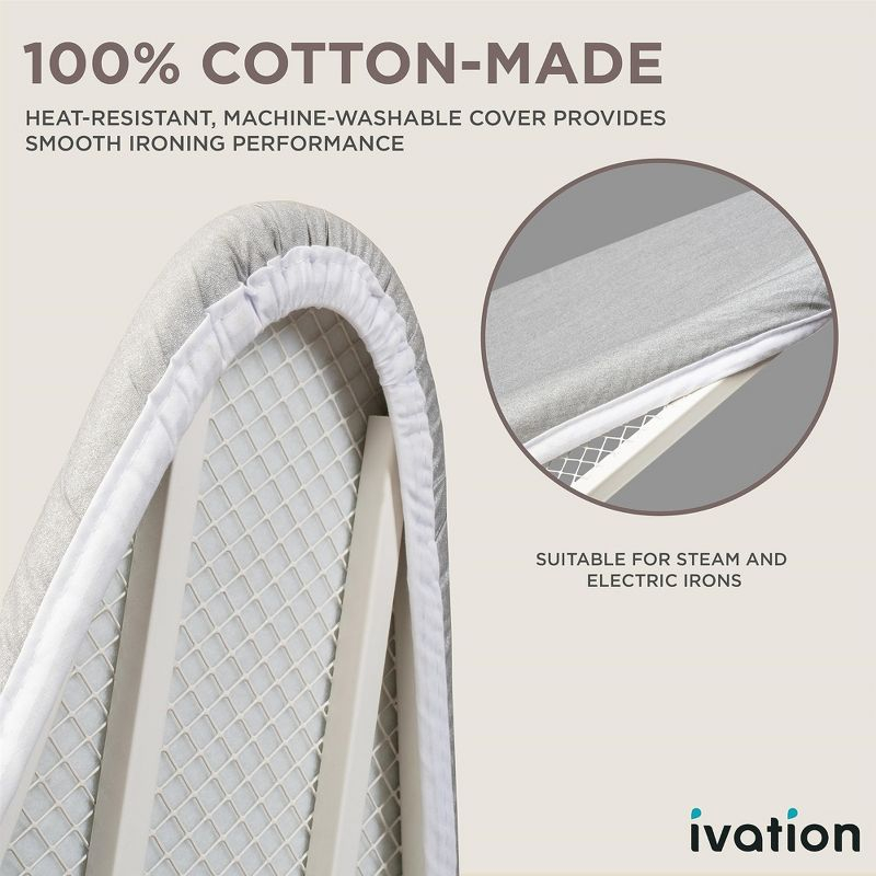 Ivation Ironing Board, Wall Mounted Ironing Board Cabinet W/Left Side Door, Mirror & Lever, White